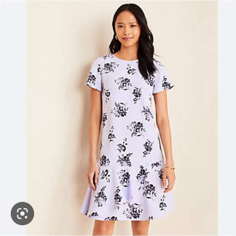 Ann Taylor Petite Sunny Poppy Flounce Shift Dress